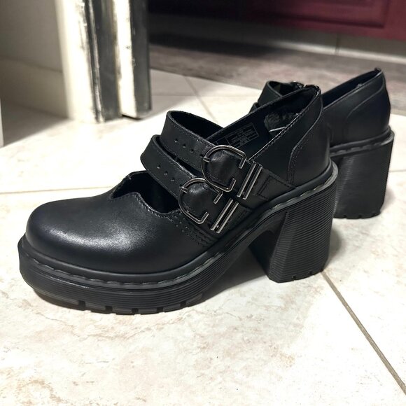 COPY - Dr. Martens EVIEE SENDAL LEATHER HEELED SHOES - Picture 8 of 12